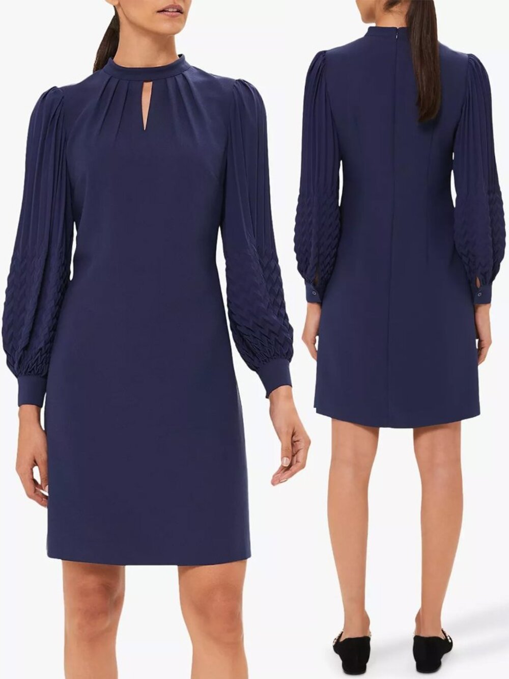 NEW Hobbs London Katia Mini Dress 12 Ink Blue $315 Minimalist Designer Elegant
